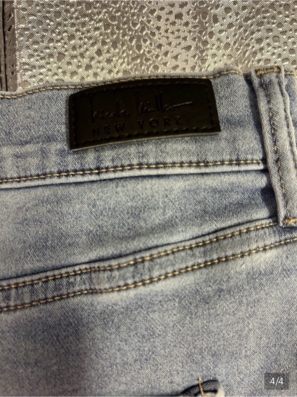 Nicole Miller Soho High Rise Denim Shorts Size 16 Stretch Light Wash - Picture 4 of 4